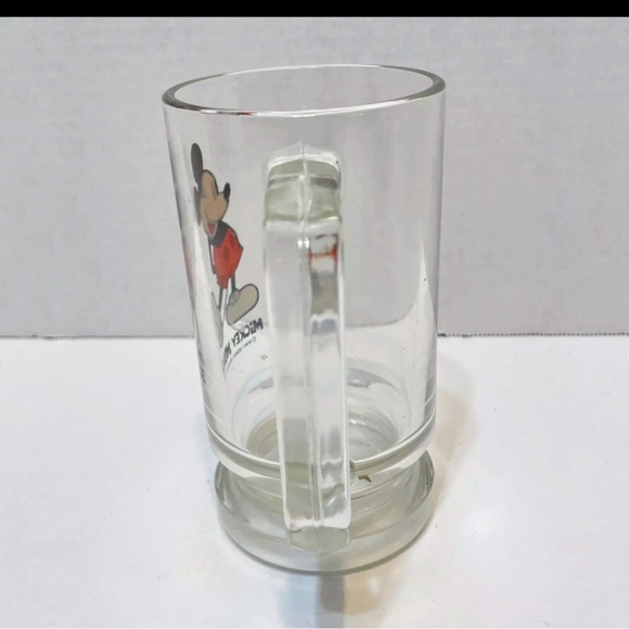 Vintage Walt Disney Mickey Mouse Clear Glass Beer Mug Cup Stein 7.25 inches - Picture 4 of 6